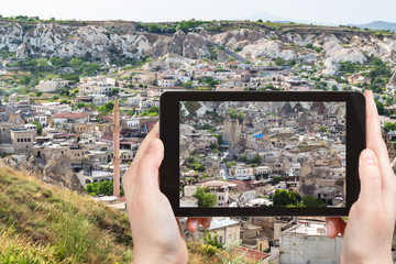 Poster - partment houses in Goreme town in Cappadocia