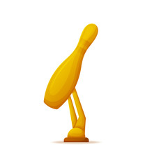 Wall Mural - golden award of skittle, element for bowling game, 3d trophy of ninepins, glossy winner prize on whi