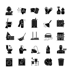 Poster - Cleaning service glyph icons set