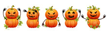 Set Of Pumpkins For Halloween. Illustration