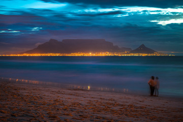 Wall Mural - Night view of Table Mountain and Cape Town, South Africa