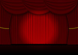 Fototapeta Morze - Red curtain opera, cinema or theater stage drapes
