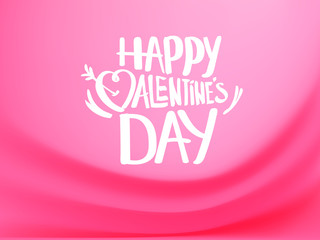 Aufkleber - Valentine`s Day pink composition with lettering inscription. Vector greeting card