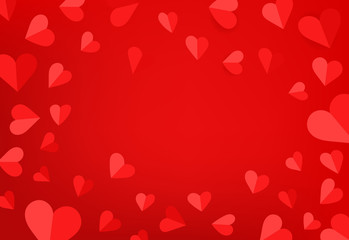 Poster - Valentine`s Day celebration card template. Vector background with paper hearts
