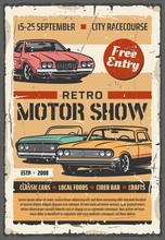Motor Show, Vector Retro Vintage Cars
