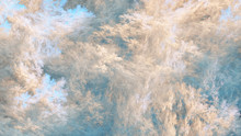 Abstract Blue And Beige Fantastic Clouds. Colorful Fractal Background. Digital Art. 3d Rendering.