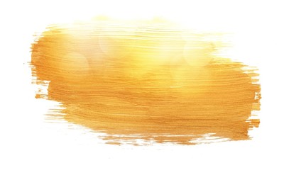 Canvas Print - Golden paint stroke isolated on white background