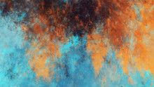 Abstract Blue And Orange Fantastic Clouds. Colorful Fractal Background. Digital Art. 3d Rendering.