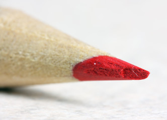 Red pencil. Macro.