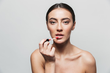 Beauty portrait of a young healthy attractive brunette woman