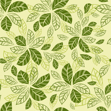 Seamless Leaves Shapes Green Pattern