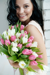 Wall Mural - Woman with flowers 