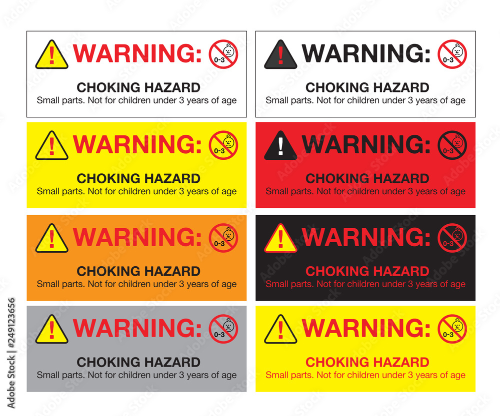 Warning sticker, CHOKING HAZARD - Small parts. Not for children under 3 ...