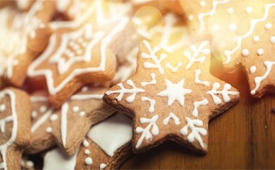 Canvas Print - Tasty Christmas cookies  on background