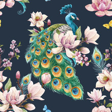 Watercolor Peacock Pattern