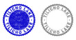 Grunge TILICHO LAKE stamp seals isolated on a white background. Rosette seals with distress texture in blue and gray colors. Vector rubber stamp imprint of TILICHO LAKE label inside round rosette.