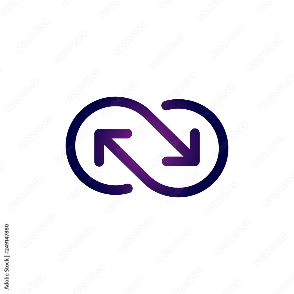 O2o Infinity Icon Vector icon of infinite sign made out of two arrows. Syncing or ...