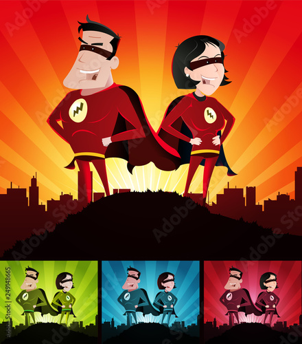 Cartoon Couple Of Super Heroes Set/ Cartoon Couple Of Super Heroes Set