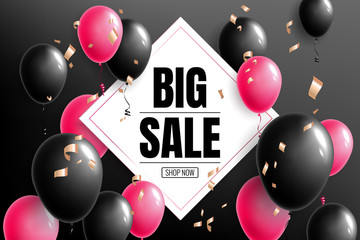 Wall Mural - Special offer Big Sale banner template vector design. Colorful air balloons