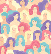 © Allaya - International Women s Day. Vector seamless pattern with flat cartoon women faces.