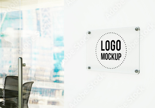 Download Glass Nameplate On Door Mockup Stock Template Adobe Stock