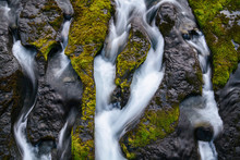 High Angle View Of River Flowing On Rocks At Iceland
