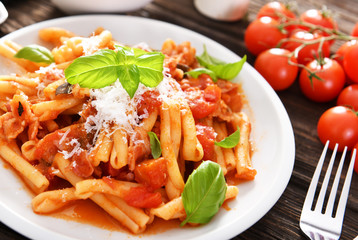 Wall Mural - Italian style pasta with tomato sauce