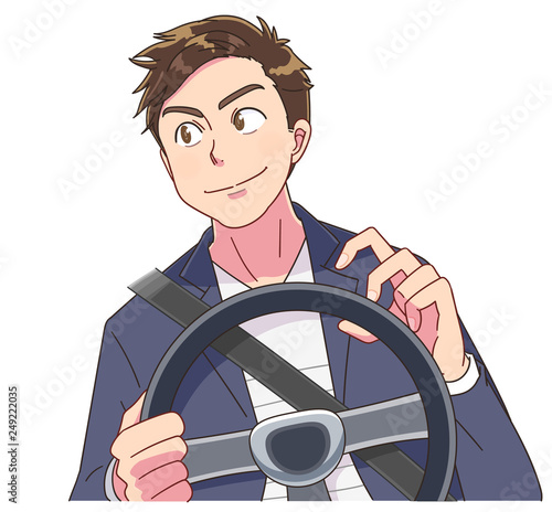 車 運転 免許 若い男性のイラスト Stock Vector Adobe Stock