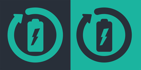 Wall Mural - Battery recycle or recharge vector flat icon