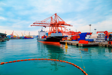 Cargo ship container cargo terminal of Port of Busan