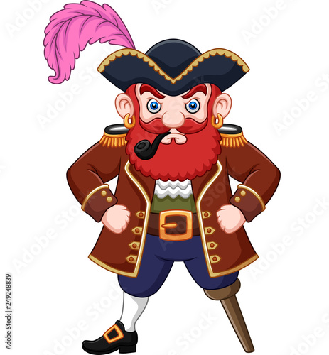 Cartoon Pirate with a smoking pipe