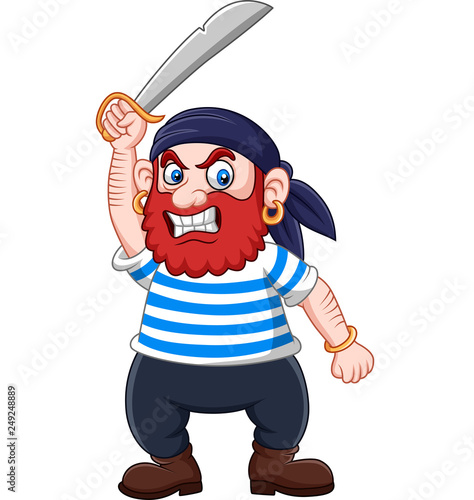 Cartoon pirate holding a sword
