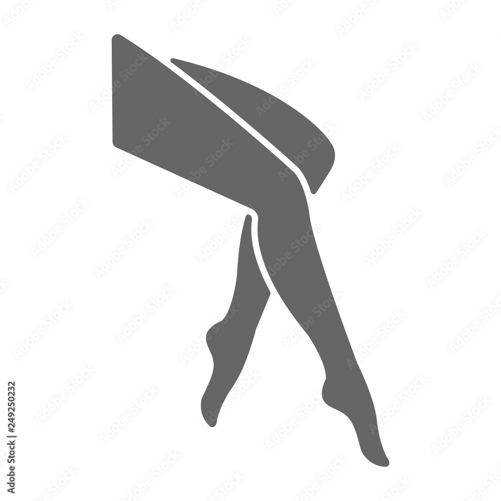 Woman legs icon vector Isolated tight icon symbol on clean background. Vector leggings element in trendy style .Logo of center of healthy feet. Concept of logo of center of healthy feet silhouette. - obrazy, fototapety, plakaty 