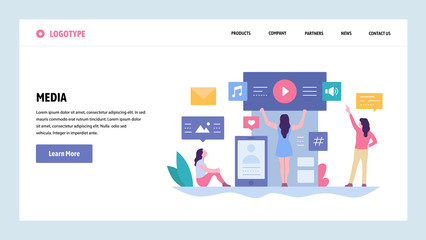 Wall Mural - vector web site gradient design template. online digital media content. music, video and photo conte