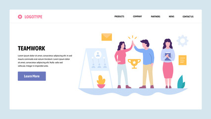 Wall Mural - vector web site gradient design template. teamwork success. team business leadership. landing page c