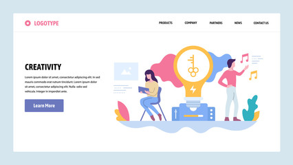 Wall Mural - vector web site gradient design template. creative process and new ideas. creativity concept. landin
