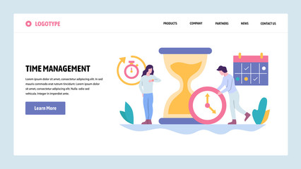 Wall Mural - vector web site gradient design template. time management concept. business project deadline. landin