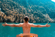 © Tom H - Young topless man in his paddle boat on the Koenigssee