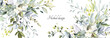 © lisima - botanical design. horizontal herbal banners on white background for wedding invitation, business products. web banner with leaves, herbs