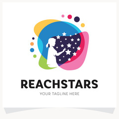 Poster - Children Reach Stars Logo Design Template Inspiration