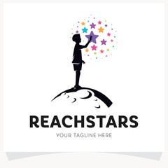 Poster - Children Reach Stars Logo Design Template Inspiration