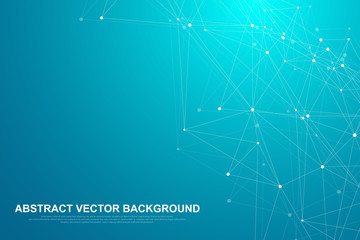 Fototapete - Networking connection concept abstract technology. Global network connections with points and lines. Big data visualization. Futuristic infographic. Vector illustration