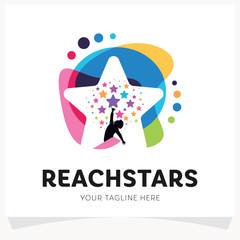 Poster - Children Reach Stars Logo Design Template Inspiration