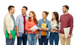 © Syda Productions - education, high school and people concept - group of smiling students talking over white background