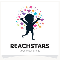 Poster - Children Reach Star Logo Design Template Inspiration