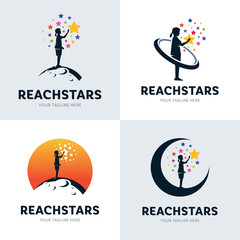 Poster - Collection Of Children Reach Star Logo Set Design Template Inspiration