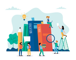 Wall Mural - education concept vector illustration in flat style. online education, school, university, creative 