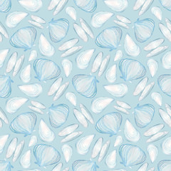 pattern with seashells on a blue background 2