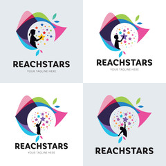 Poster - Collection Of Children Reach Star Logo Set Design Template Inspiration