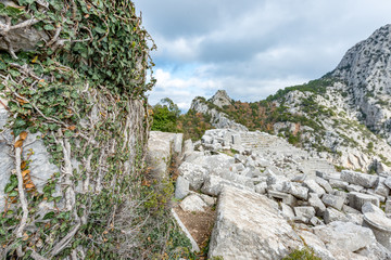 Antalya - Turkey. December 21, 2017. Termessos Ancient City wintertime in Antalya, Turkey.Termessos one of Turkey’s major attractions, 30km northwest of Antalya .